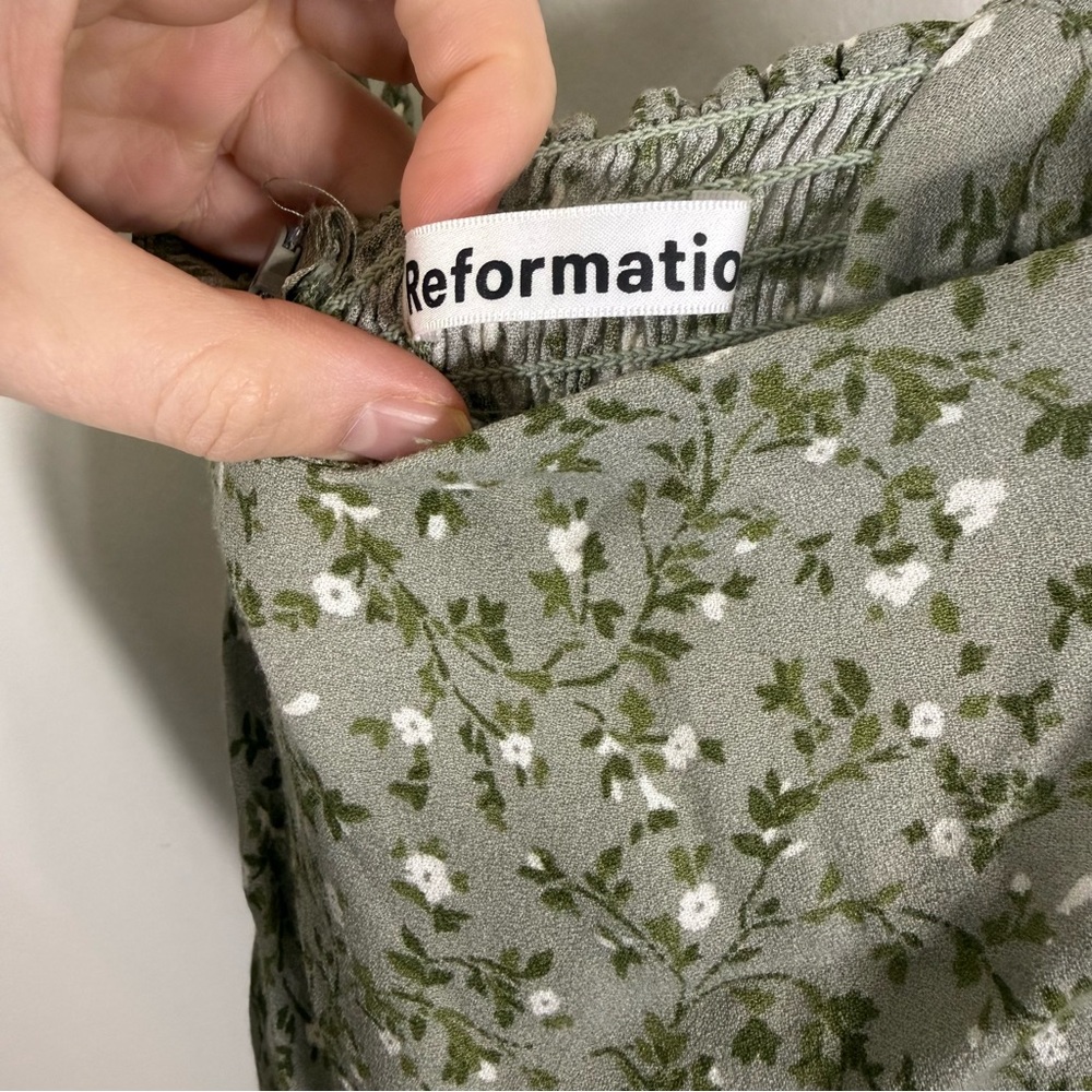 Reformation Afternoon Dress In Juniper Green Floral Midi Size 8 - Picture 8 of 8